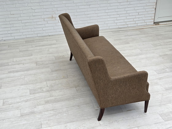 Image 1 of Canapé danois 3 places des années 1960, meuble en laine, bois de teck