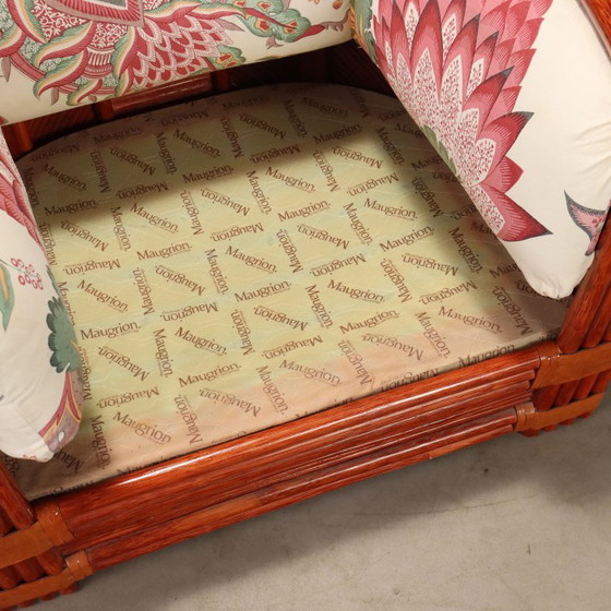 1980s Rattan and Red Bamboo Armchair – Maugrion (photo 8 of 13)