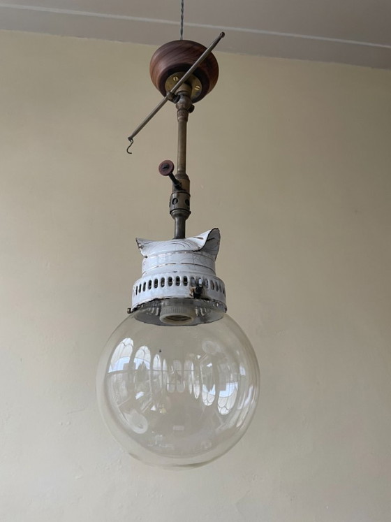 Lampada a Sospensione Francese da Ingresso in Vetro Trasparente – Lampade a sospensione, Glass, Wood (photo 9 of 11)