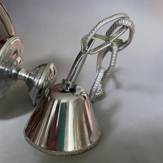 Image 1 of Portugese Art Deco revival hanglamp met bruine, handgeblazen glazen bol in spiraalvorm van Marinha Grande, jaren 60.