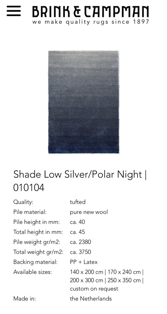 Brink en Campman Rug Shade low Silver Polar Night – Brink & Campman, Rugs & carpets, Wool (photo 15 of 15)