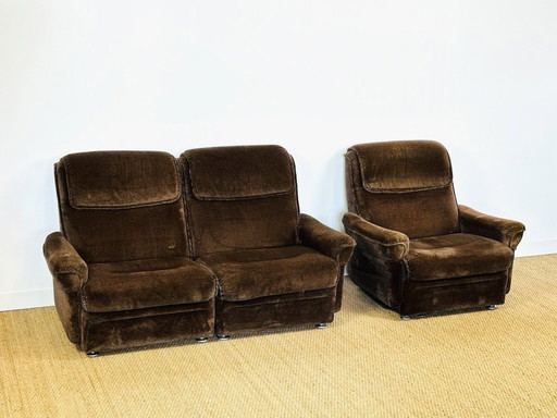Vintage fluwelen woonkamerset uit de jaren 60, set van 3.