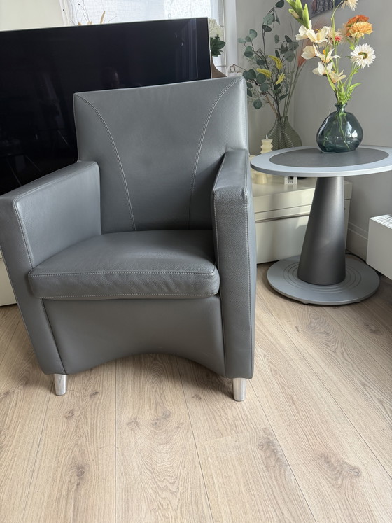 Image 1 of Fauteuil en cuir gris Leolux Dolcinea.