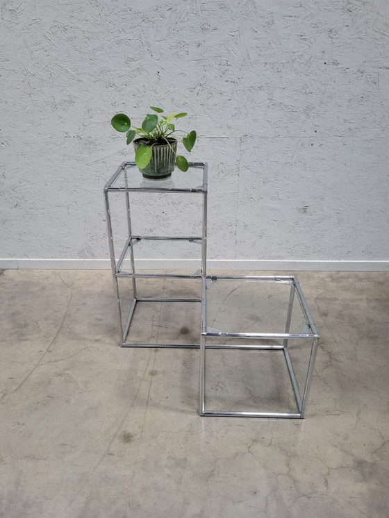 Image 1 of Table d'appoint cubique modulaire chromée Poul Cadovius Serie Abstracta, années 1960