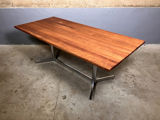 Image 1 of Vintage Dining Table Chrome Solid cherry industrial