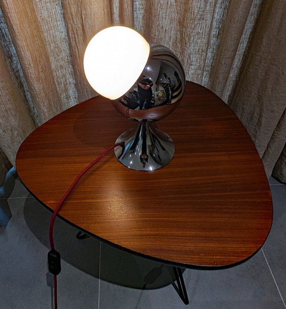 60er Jahre "Satellite" Verchromte Tischlampe, Unikat, Tischlampen, Glas, Metall, Rot (Foto 3 von 11)