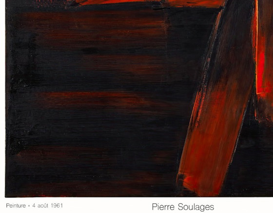 Image 1 of Chef-d'œuvre rouge de Pierre Soulages - 4 août 1961 - Poster 61 × 91 cm