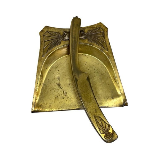 Ensemble ramasse-miettes vintage Art Déco en laiton (ramasse-miettes et brosse), années 1920.