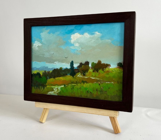 Image 1 of Original Oil Painting Summer Forest Landscape A path through summer meadows