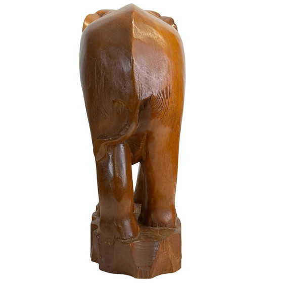 Monumental familia de elefantes de teca tallada a mano de 3 piezas – (23.2 kg) – Esculturas (photo 5 of 11)
