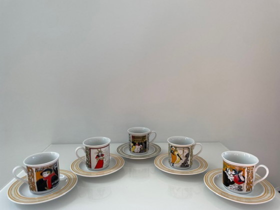 Image 1 of 5x Tazze e piattini Art Déco d'epoca (Lautrec)