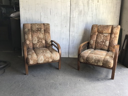 Set van Vintage Art Deco Fauteuils, jaren 30