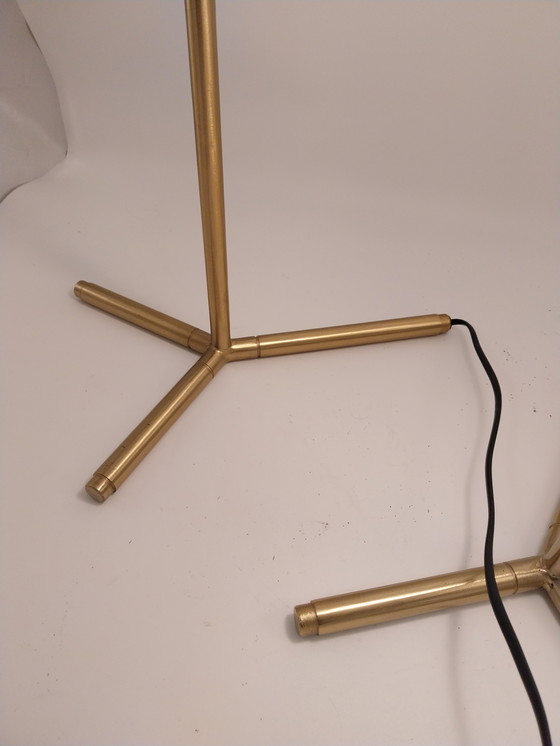 Image 1 of 1 set Flos IC t1 geborstelde messing tafellampen 1990's