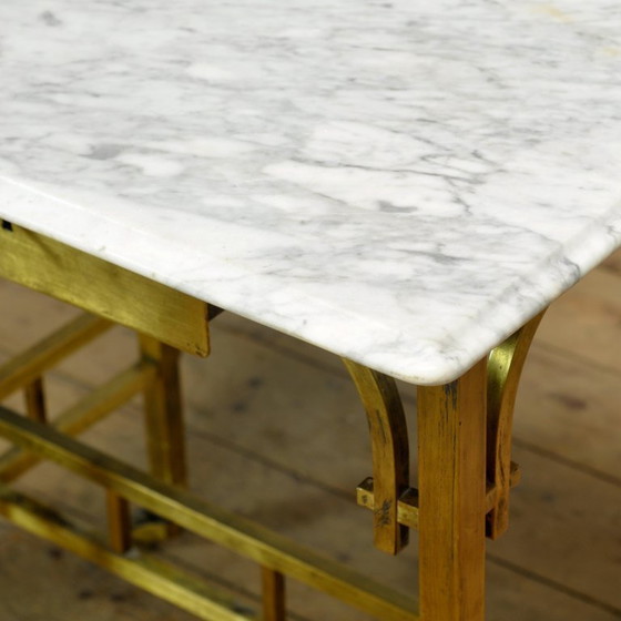 Image 1 of Tavolino in ottone con piano in marmo, circa 1910