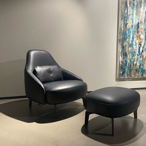 Poltrona Leolux Jill con pouf