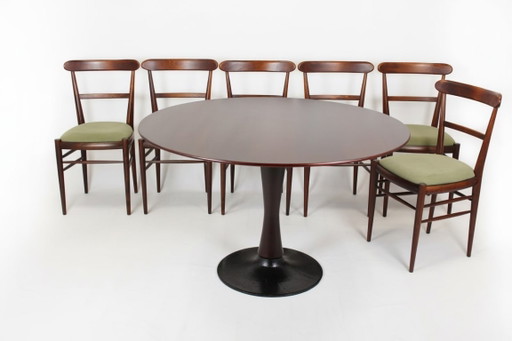 Gerestaureerde eethoek in mid-century modern stijl, Tsjechoslowakije, jaren 60, set van 7