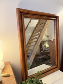 Miroir à cadre en bois, années 1980