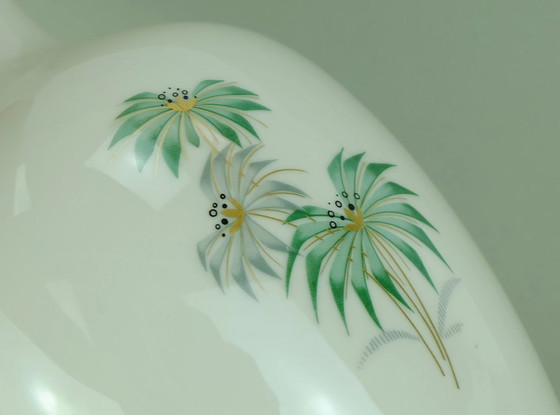 Image 1 of johann seltmann mid century porcelain VASE with outstanding floral decor 1950s