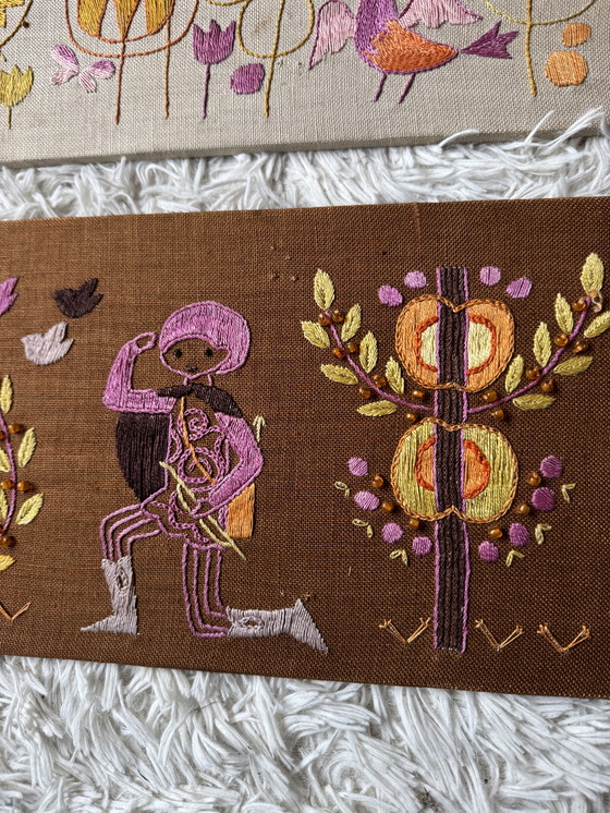 Image 1 of Scandinavische borduurpanelen uit de jaren 60