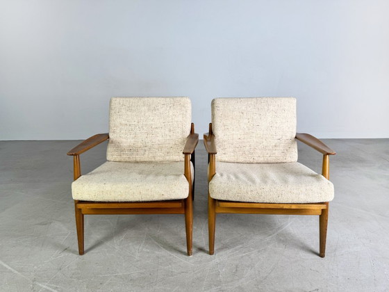 Image 1 of 2x Midcentury easy chair light vintage 1960s lounge chair
