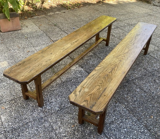 Solid Oak Wood Farmhouse Bench 220cm for Rustic 1950s Farmhouse Table – Benches (photo 3 of 17)