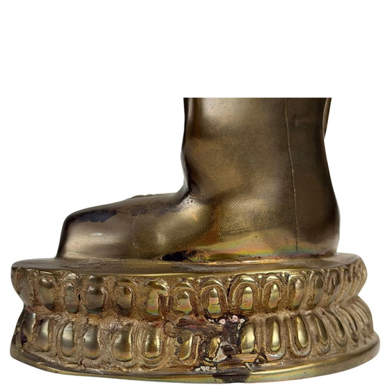 Antieke 19e-eeuwse Tibetaanse handgemaakte zittende Boeddha met significante patina – Beeldhouwkunst, Bronze (photo 10 of 11)