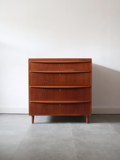 Vintage Danish deep chest of drawers in teak