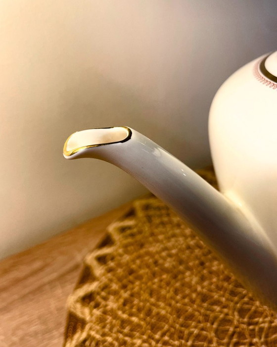 Image 1 of Eschenbach Bavaria theepot met gouden rand – Vintage porseleinen theepot Duitsland – 20 cm – Klassiek elegant