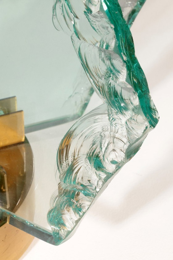 Image 1 of Chiselled Glass Table Lamp in Brass by Gino Paroldo for Dinodei, 1960s
