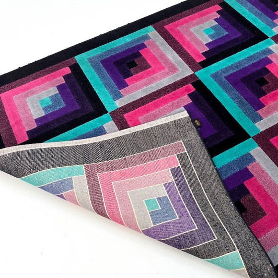 Image 1 of Großer geometrischer Wollteppich von Missoni, 1980er Jahre