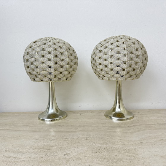 Image 1 of Set of 2 Aro leuchte table lamps with fabric shade , 1970s