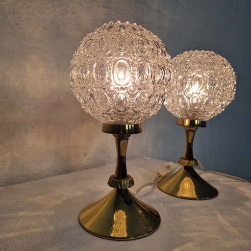 Two gold vintage lamps, bedside lamps