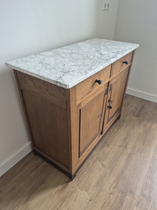 Art Deco cabinet with marble top - 1920s to 1930s