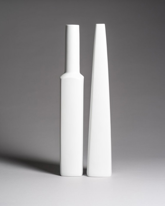 Image 1 of Rare XL Porcelain Vase Duo Hans Theo Baumann Rosenthal Germany 60s Vintage Chic
