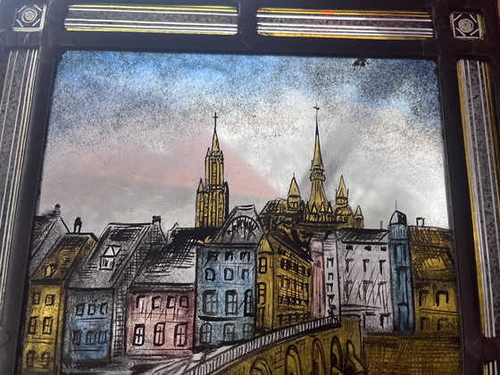 Image 1 of Vetrata al piombo con immagine di Maastricht