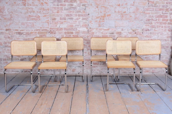 Restored Bauhaus Cesca Chair, by Marcel Breuer, Chrome, Beech, Italy, 1980s, Dining chairs, Rattan, Wood (photo 14 of 15)