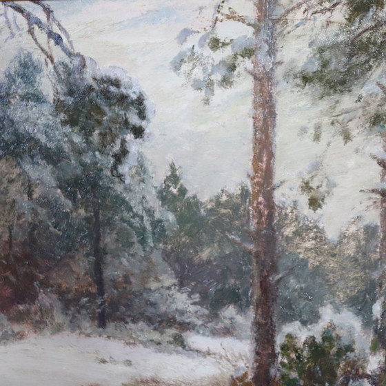 Image 1 of Pheasants in the Snow, Oil Painting on Board, Signed Wilhelm Buddenberg
