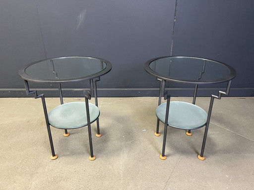 Coppia di tavolini laterali in stile Memphis, anni '80