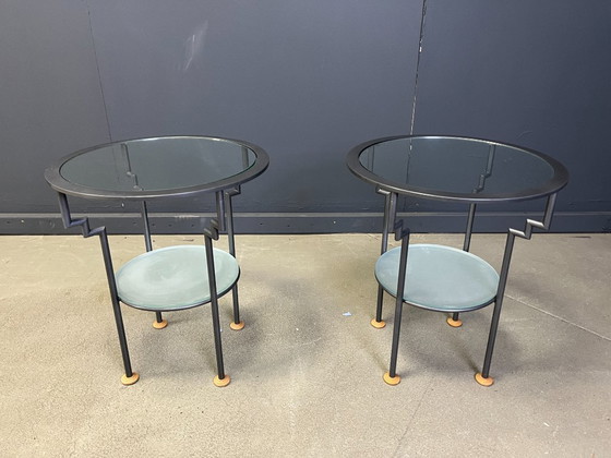 Image 1 of Coppia di tavolini laterali in stile Memphis, anni '80