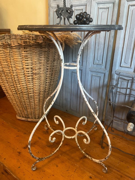 Table d'appoint Art Nouveau 1890 Avec Faux Marbre Forgé à la Main