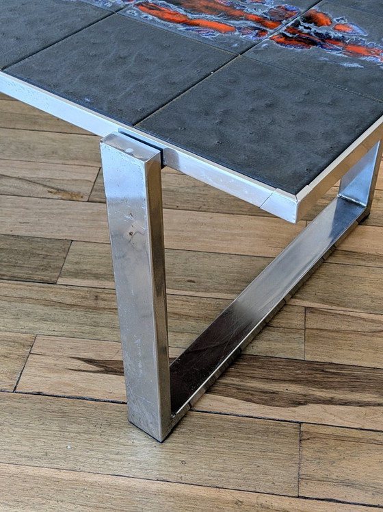 Coffee Table With Ceramic Tiles – 1970s – Vintage – Metal (photo 5 of 8)