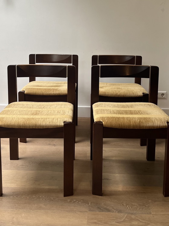 Image 1 of 4x teak vintage brutalist dining chairs