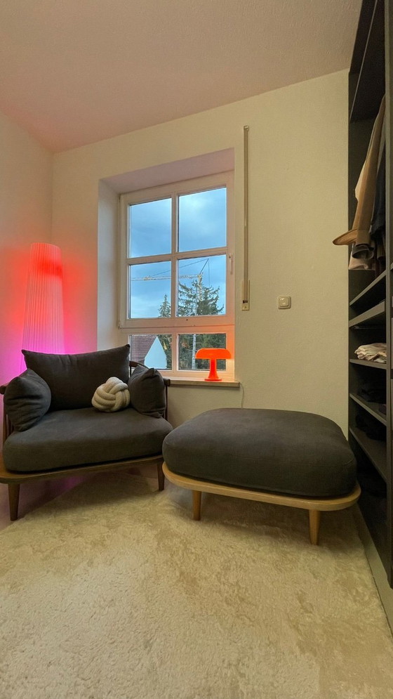 Image 1 of &Tradition Fly SC1 Lounge Chair + SC9   – Smoked Oak, Dark Grey 