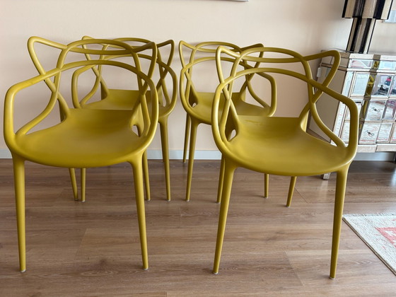 4 Kartell design chairs ocher yellow, Dining chairs, Plastic (photo 9 of 10)