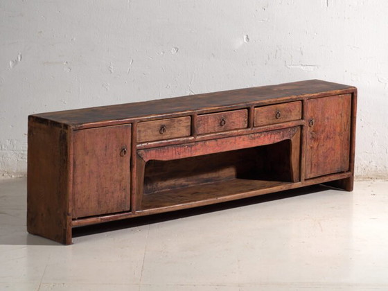 Antico mobile basso laccato rosso in pino – Cina, circa 1900 – Credenze, Iron (photo 7 of 40)