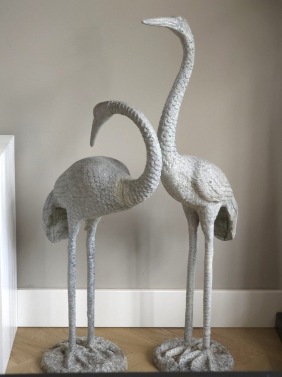 Pair of Monumental Antique Zinc Garden Birds (96 cm) – Art Deco – Sculpture, Metal (photo 7 of 10)