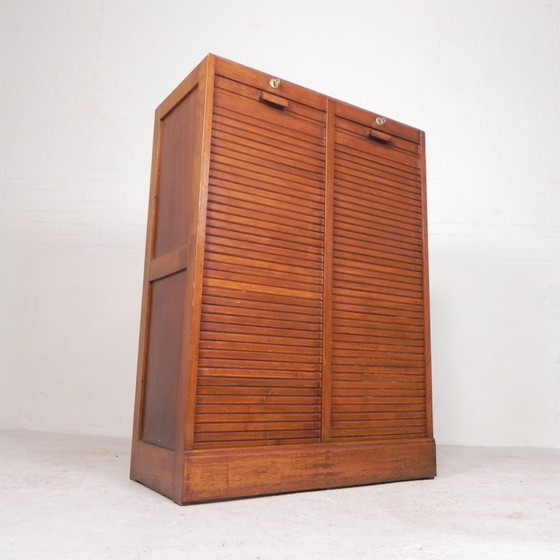 Image 1 of Oak Shutter Cabinet With 2 Shutters, 121 Cm High