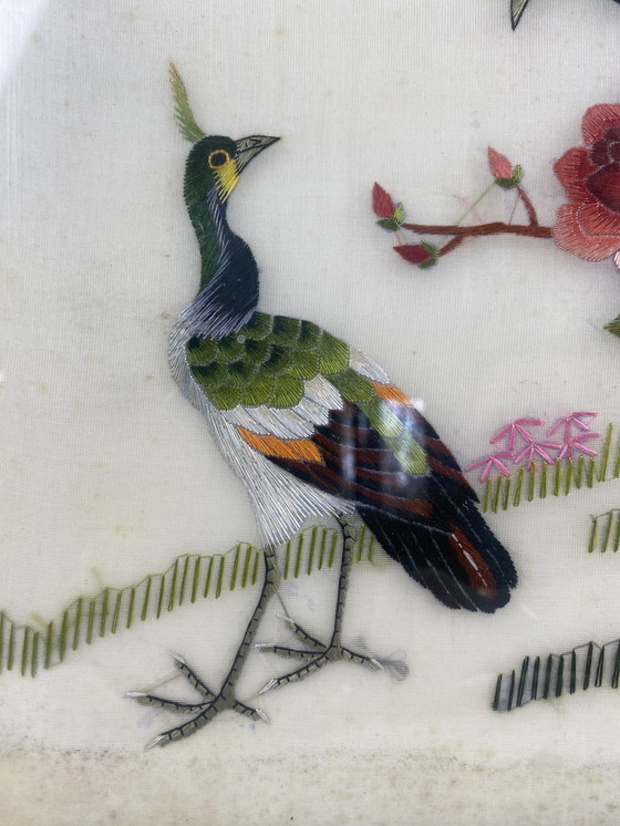 Image 1 of Antieke zijden draadschildering