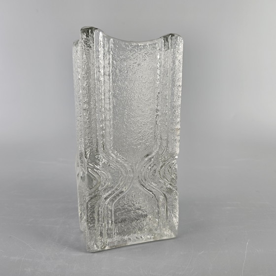 Image 1 of Vintage Glass Vase Made By Nybro Glasbruk, Sweden. Rectangular Vase. Brutalist.