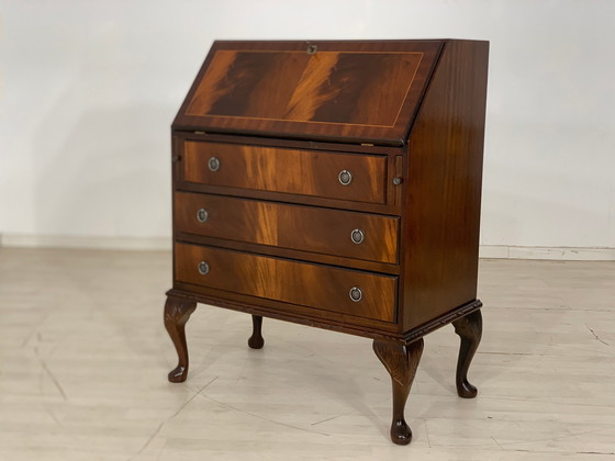 Image 1 of anglais acajou secrétaire bureau commode vintage